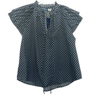 Ralph Lauren Navy Polka Dot Blouse